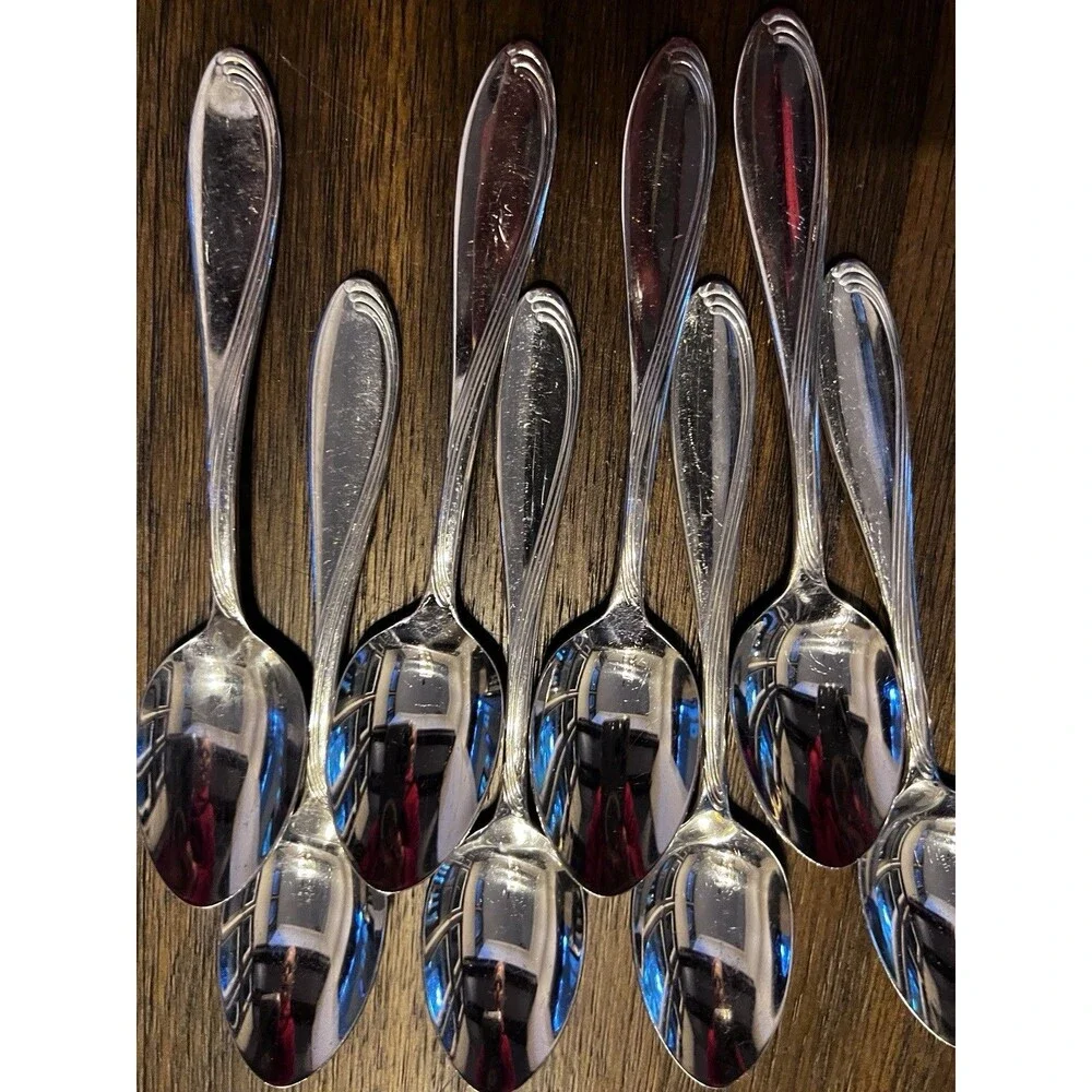 8 teaspoons spoons Oneida Camber Cresta Windswept Scroll Flatware silverware